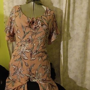 Medium pastel print jumpsuit. Nice for spring.